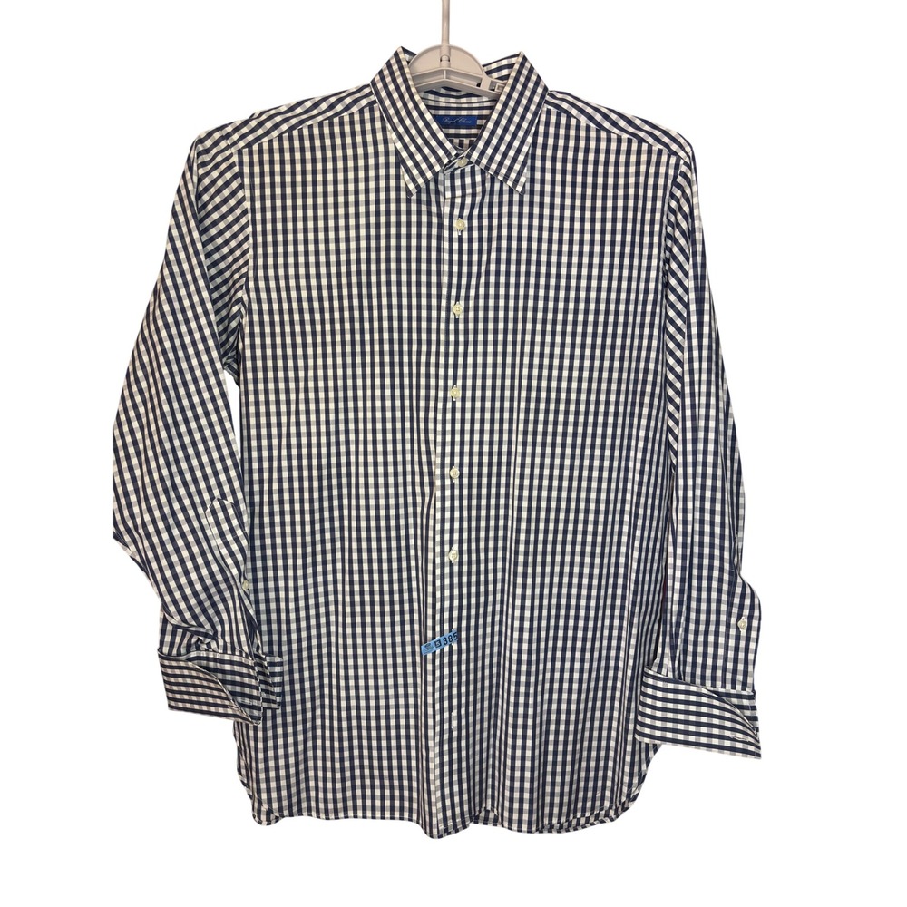Royal Classic Button Down Shirt Mens XXL Navy Gingham Excellent Long Sleeve USA